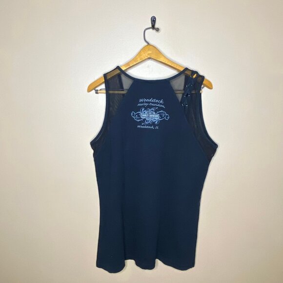Black Biker Motorcycle Vibe 100% Cotton Harley Davidson Women’s Mesh Tank Top - Picture 12 of 12